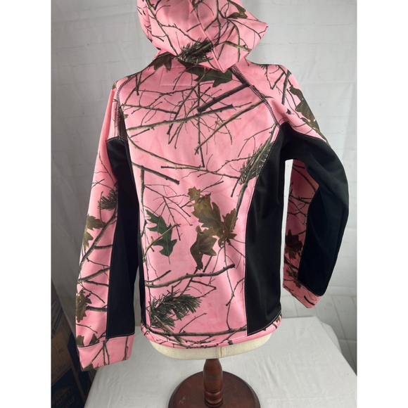 Women’s Trail Crest Softshell Long Sleeve Pullover Hoodie Size Small Pink Camo - Picture 2 of 3